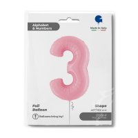Folienballon Zahl 3 rosa pastell