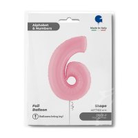 Folienballon Zahl 6 rosa pastell