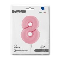 Folienballon Zahl 8 rosa pastell