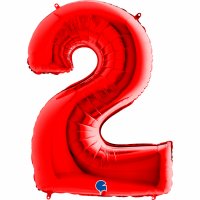 Folienballon Zahl 2 rot