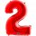 Folienballon Zahl 2 rot