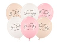 Latexballon 12in / 30,5cm Happy Birthday rosa mix (6...