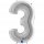 Folienballon Zahl 3 silber