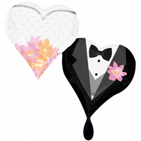 Folienballon Wedding Couple Hearts - Hochzeit