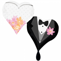 Folienballon Wedding Couple Hearts groß