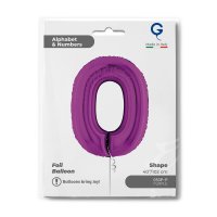 Folienballon Zahl 0 violett