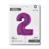 Folienballon Zahl 2 violett