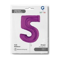 Folienballon Zahl 5 violett