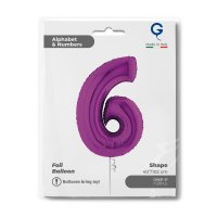 Folienballon Zahl 6 violett