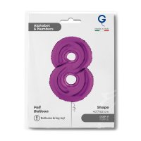 Folienballon Zahl 8 violett