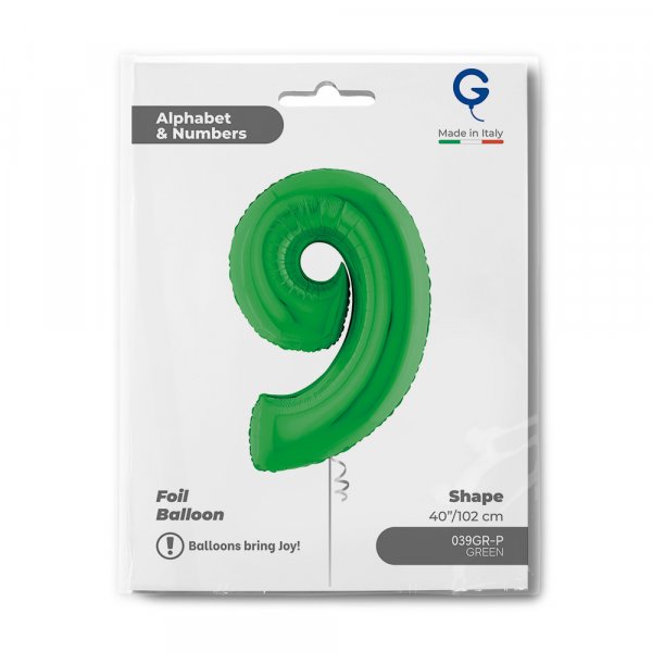 Folienballon Zahl 9 grün